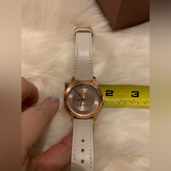 Authentic COACH Rose Gold Dial Signature C WATCH Ivory Genuine Leather Band - Picture 10 of 16